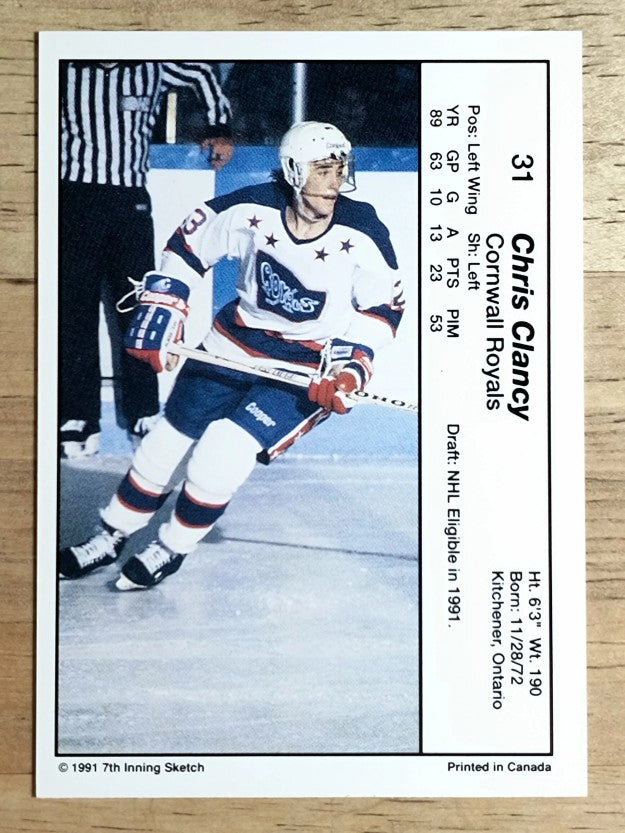 1990-91 7th Inning Sketch OHL #31 Chris Clancy