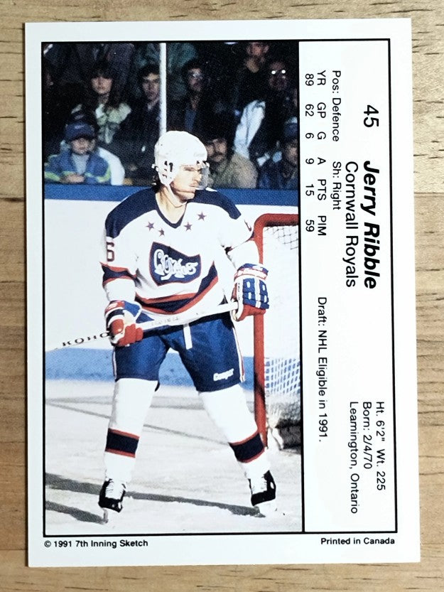 1990-91 7th Inning Sketch OHL #45 Jerry Ribble