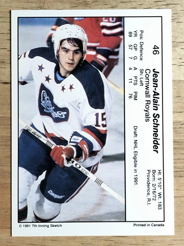 1990-91 7th Inning Sketch OHL #46 Jean-Alain Schneider