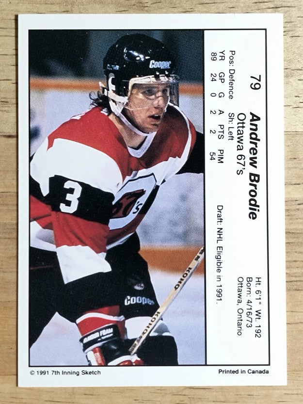 1990-91 7th Inning Sketch OHL #79 Andrew Brodie