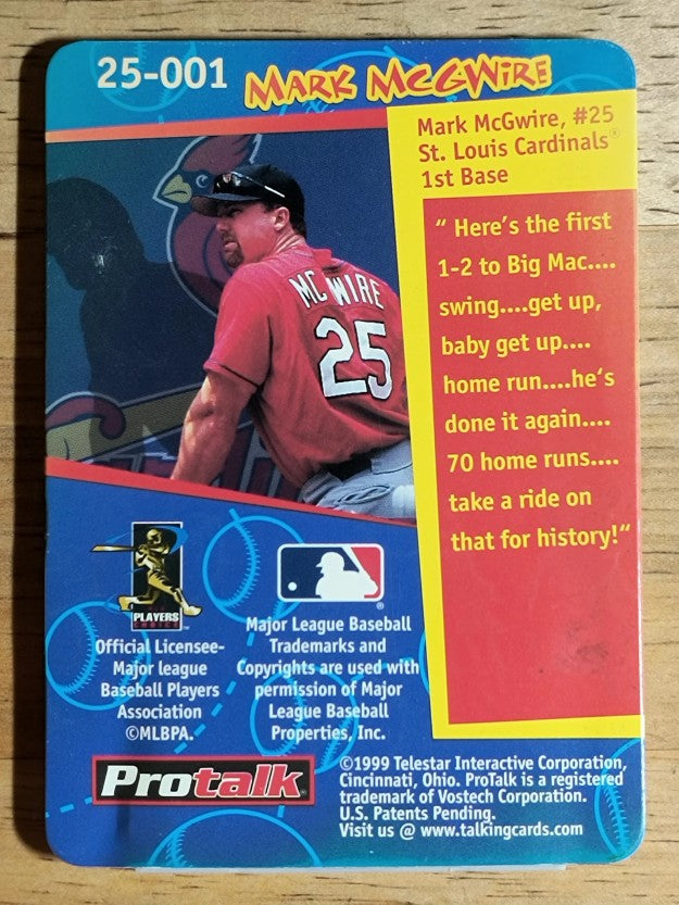 1998-00 Protalk Talking Cards #2 Mark McGwire/70th homer/DOES NOT WORK (EXMT)