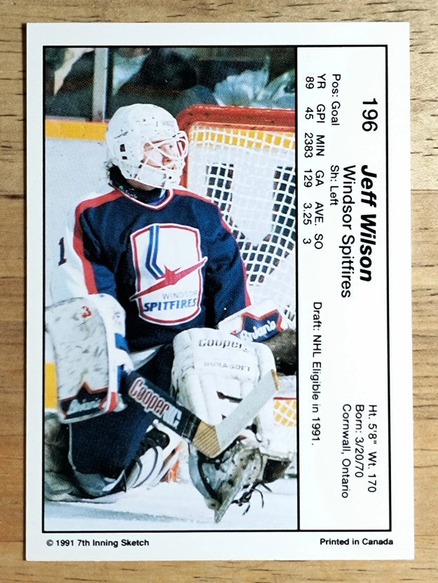 1990-91 7th Inning Sketch OHL #196 Jeff Wilson