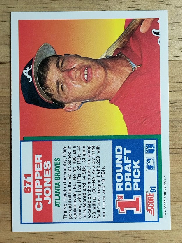 1991 Score #671 Chipper Jones RC