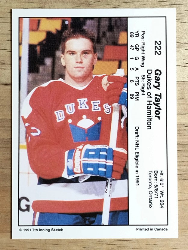 1990-91 7th Inning Sketch OHL #222 Gary Taylor
