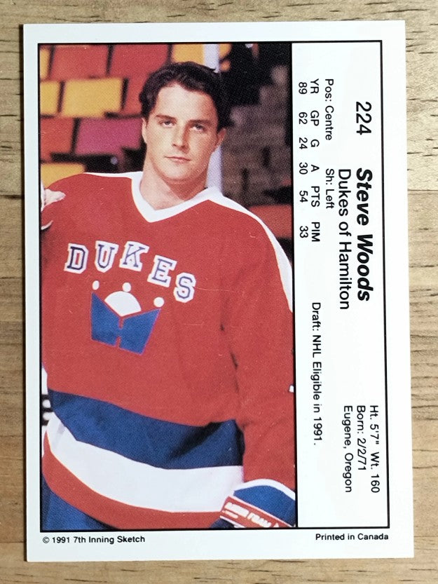 1990-91 7th Inning Sketch OHL #224 Steve Woods