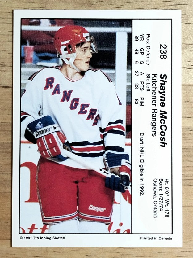 1990-91 7th Inning Sketch OHL #238 Shayne McCosh