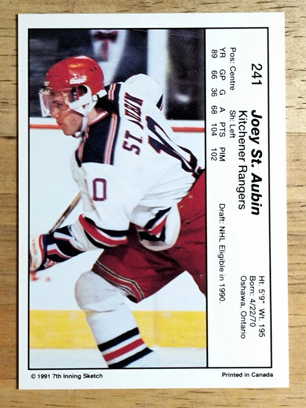 1990-91 7th Inning Sketch OHL #241 Joey St.Aubin