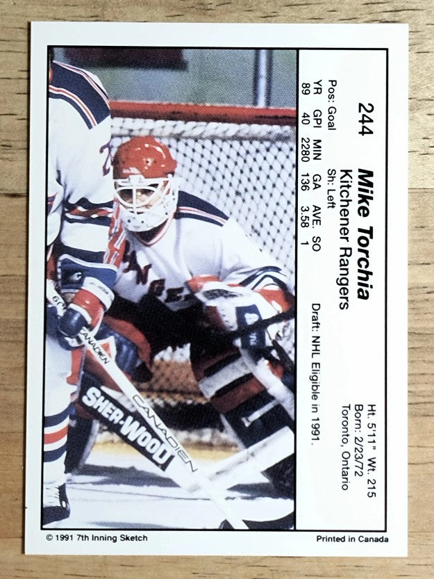 1990-91 7th Inning Sketch OHL #244 Mike Torchia