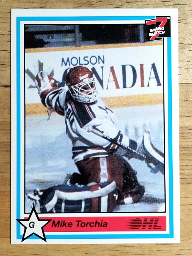 1990-91 7th Inning Sketch OHL #244 Mike Torchia