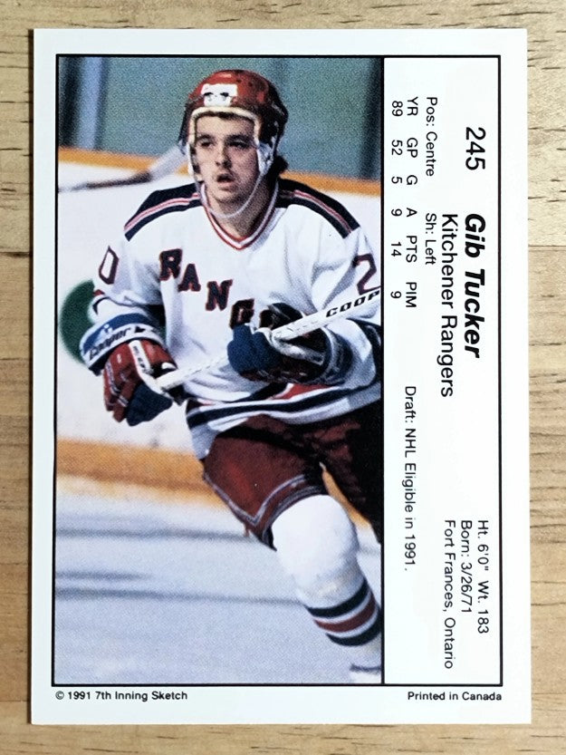 1990-91 7th Inning Sketch OHL #245 Gib Tucker