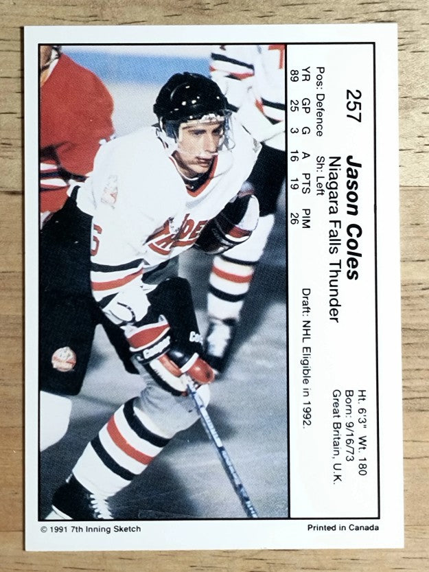 1990-91 7th Inning Sketch OHL #257 Jason Coles