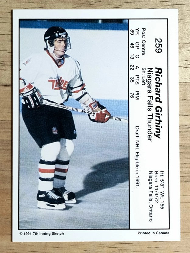 1990-91 7th Inning Sketch OHL #259 Richard Girhiny