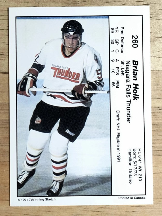 1990-91 7th Inning Sketch OHL #260 Brian Holk