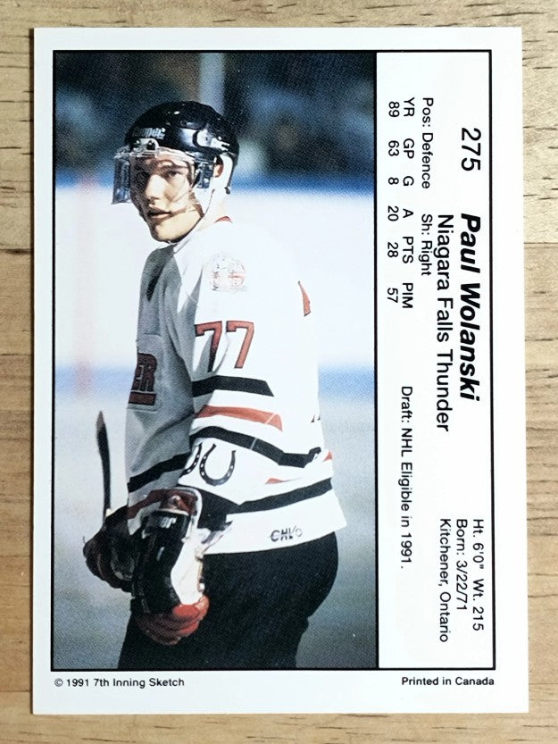 1990-91 7th Inning Sketch OHL #275 Paul Wolanski