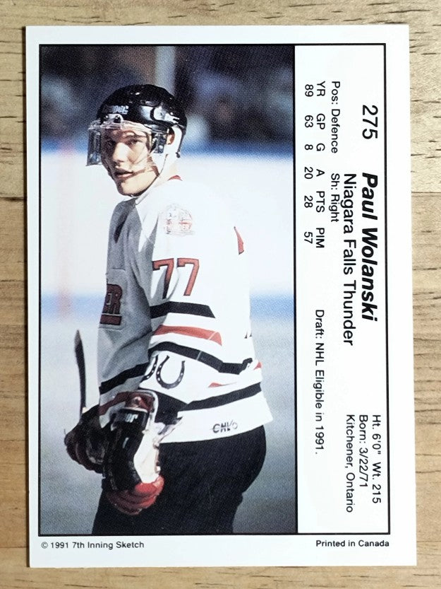 1990-91 7th Inning Sketch OHL #275 Paul Wolanski