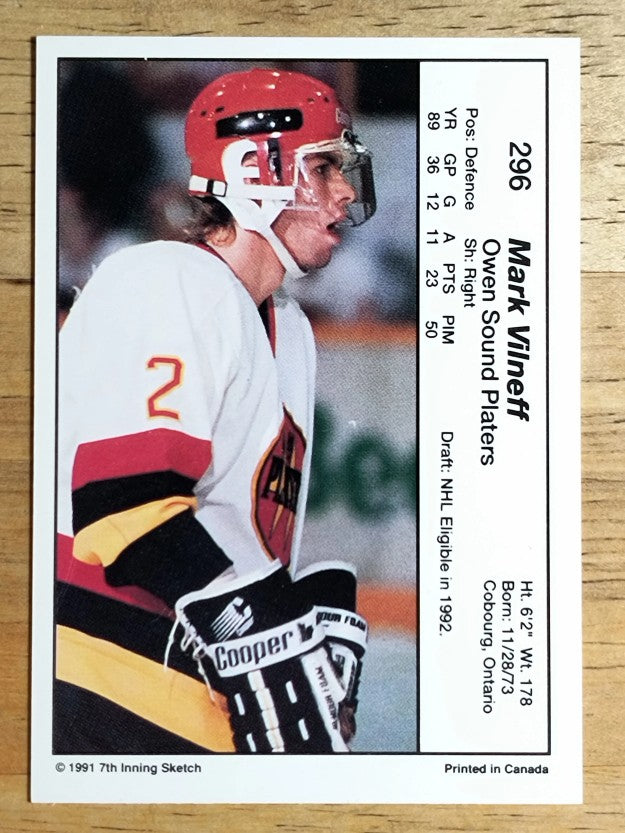 1990-91 7th Inning Sketch OHL #296 Mark Vilneff