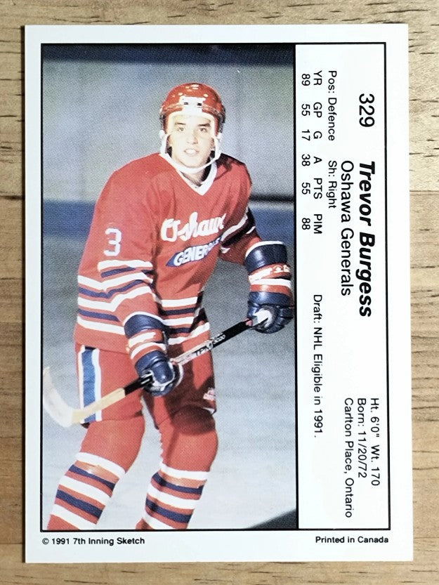 1990-91 7th Inning Sketch OHL #329 Trevor Burgess