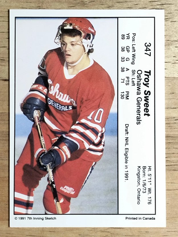1990-91 7th Inning Sketch OHL #347 Troy Sweet