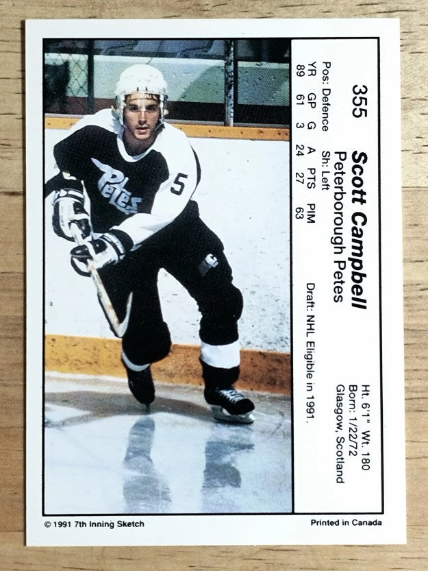 1990-91 7th Inning Sketch OHL #355 Scott Campbell
