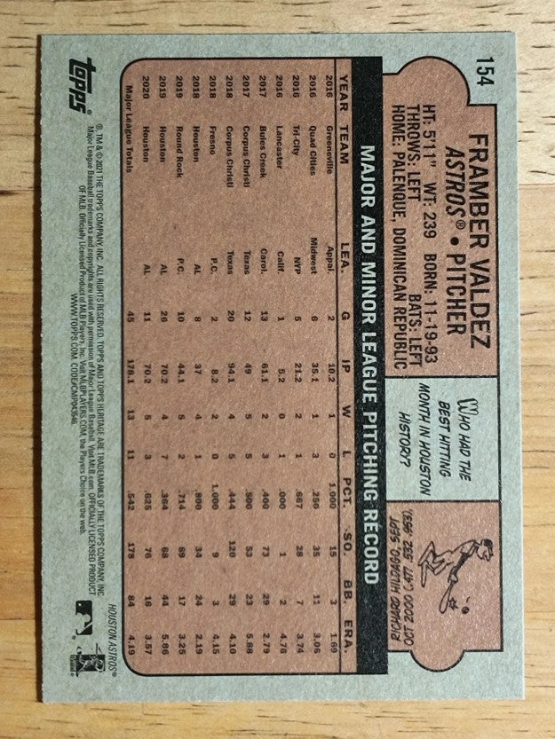2021 Topps Heritage #154 Framber Valdez