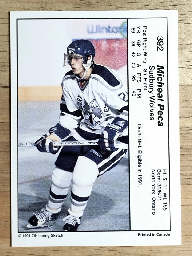 1990-91 7th Inning Sketch OHL #392 Mike Peca