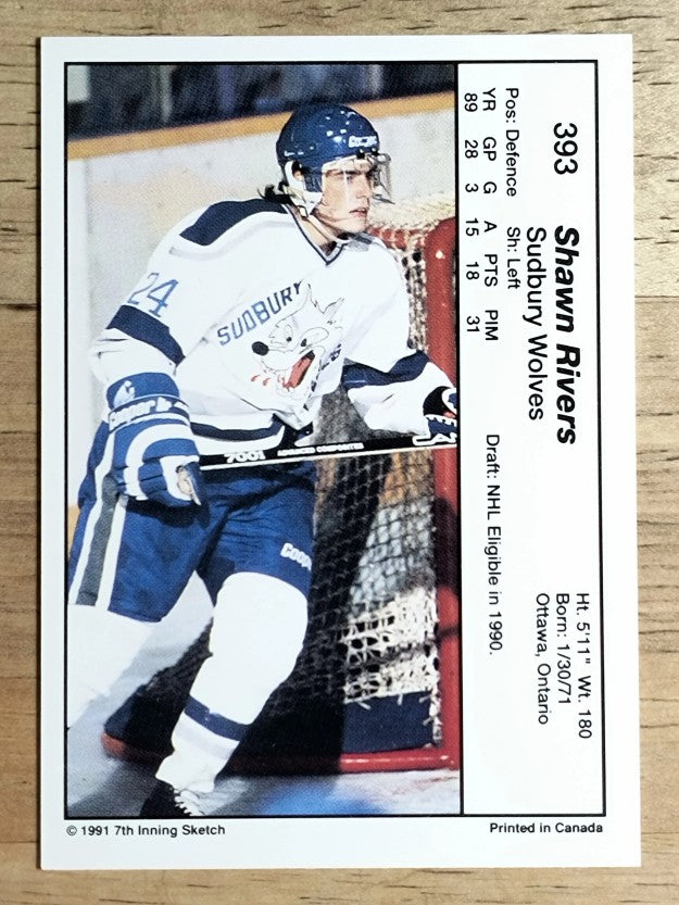 1990-91 7th Inning Sketch OHL #393 Shawn Rivers