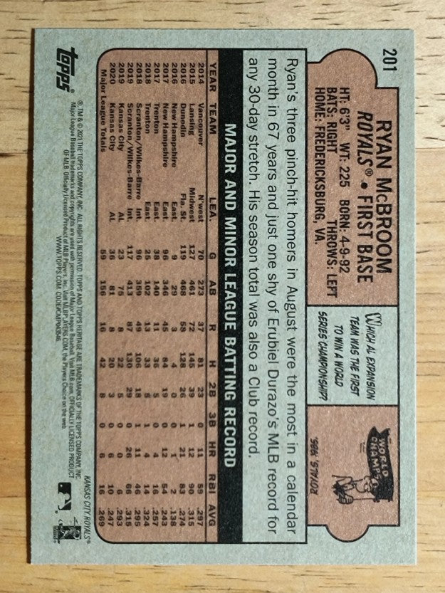 2021 Topps Heritage #201 Ryan McBroom