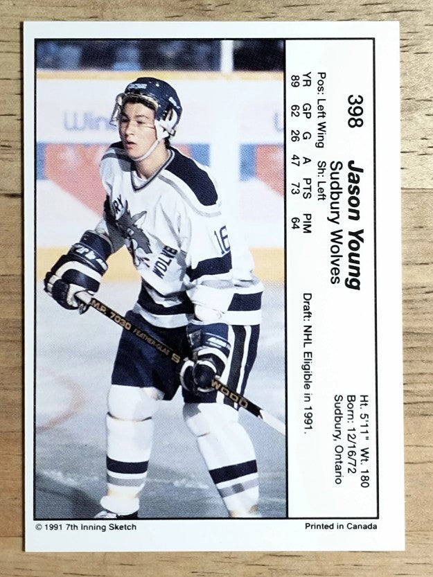 1990-91 7th Inning Sketch OHL #398 Jason Young