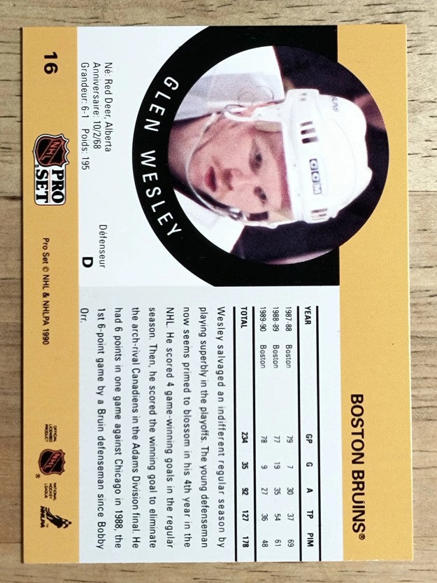 1990-91 Pro Set #16 Glen Wesley