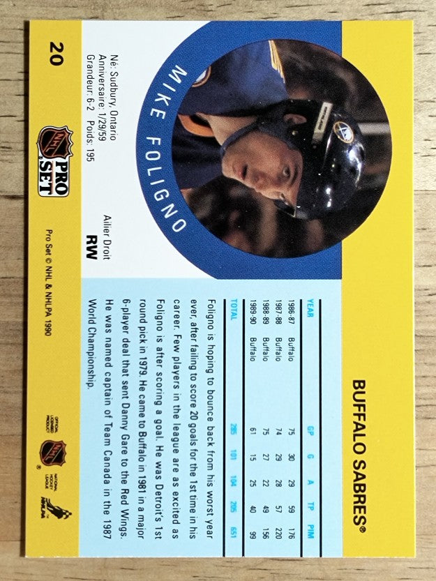 1990-91 Pro Set #20 Mike Foligno