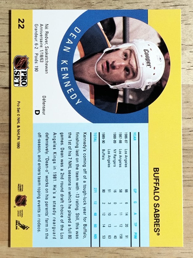 1990-91 Pro Set #22 Dean Kennedy RC
