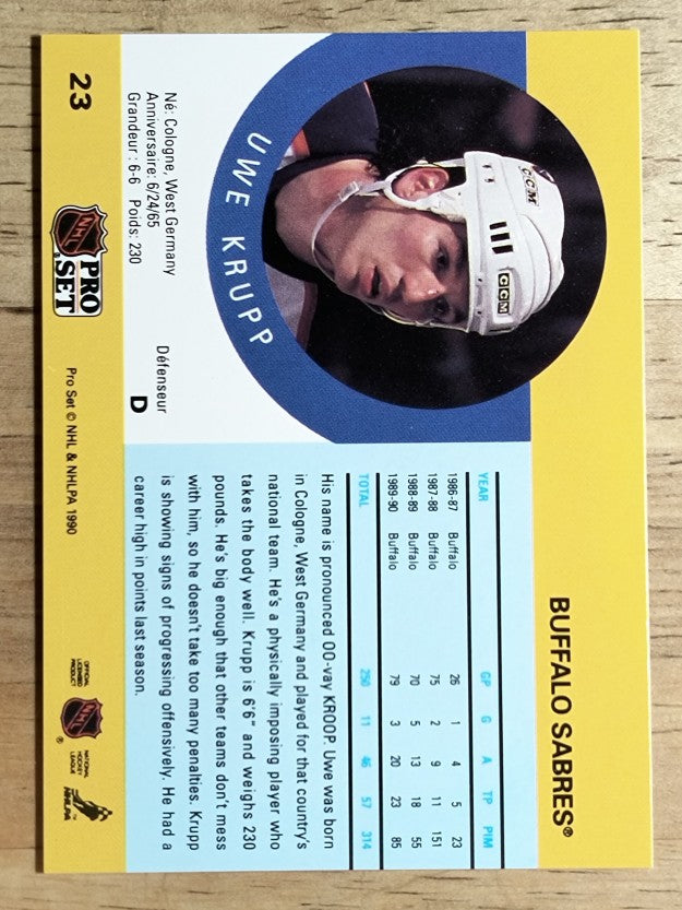 1990-91 Pro Set #23 Uwe Krupp