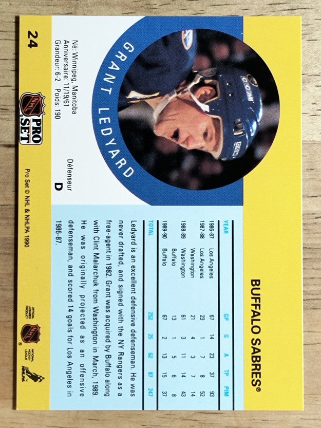 1990-91 Pro Set #24 Grant Ledyard RC