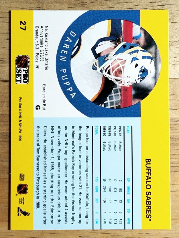 1990-91 Pro Set #27 Daren Puppa