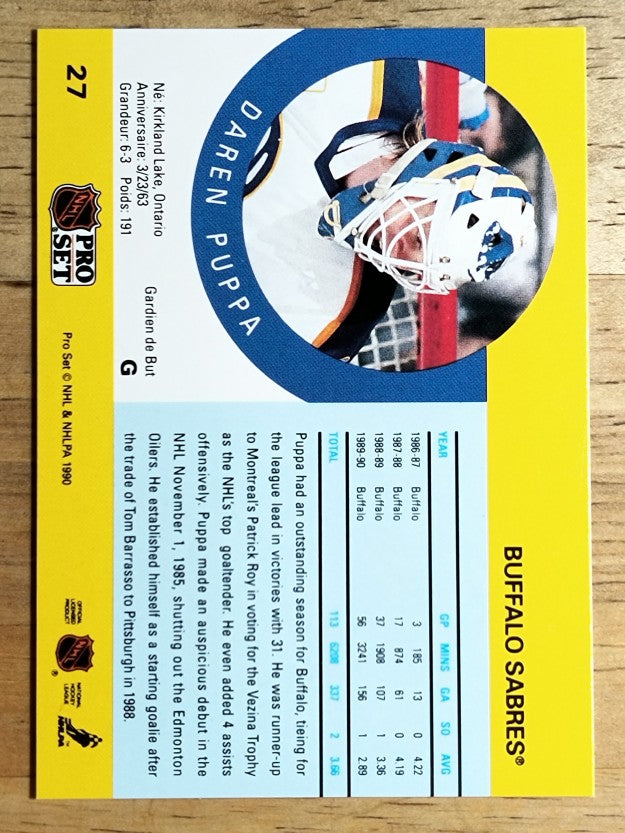 1990-91 Pro Set #27 Daren Puppa