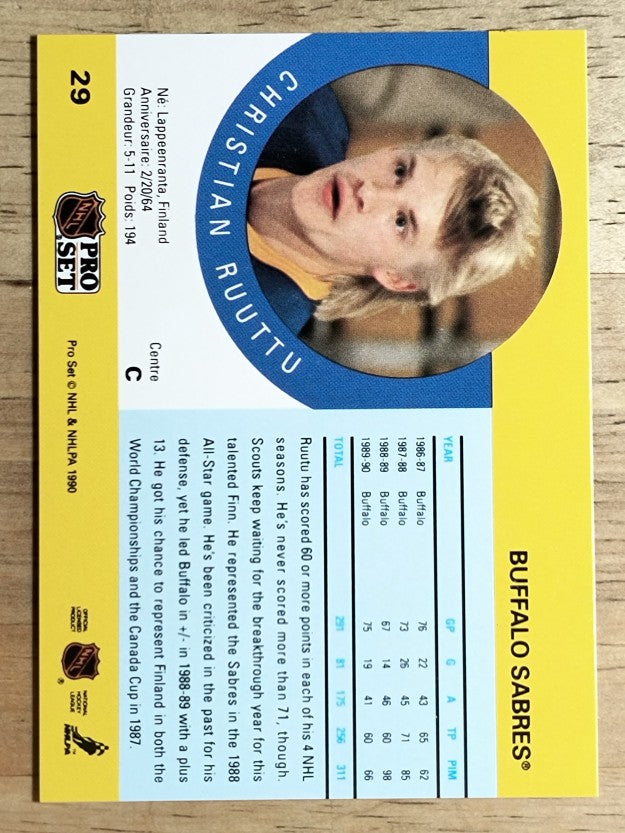 1990-91 Pro Set #29 Christian Ruuttu