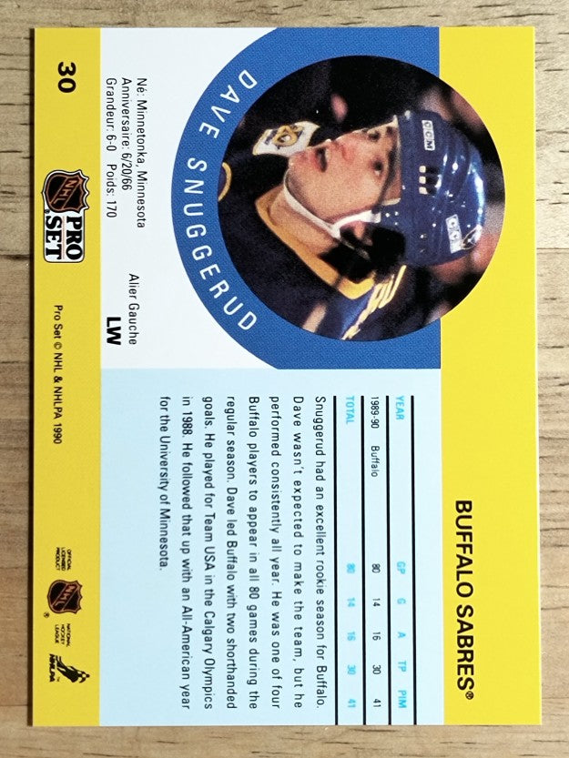 1990-91 Pro Set #30 Dave Snuggerud RC
