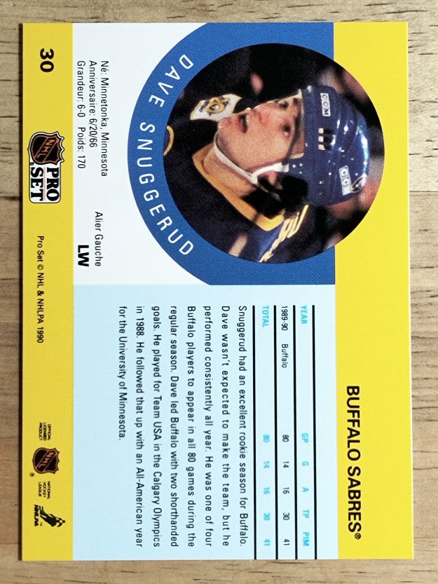1990-91 Pro Set #30 Dave Snuggerud RC