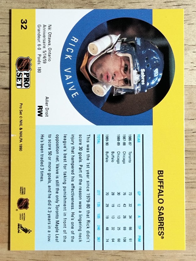 1990-91 Pro Set #32 Rick Vaive