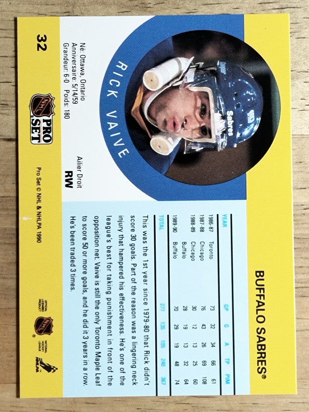 1990-91 Pro Set #32 Rick Vaive