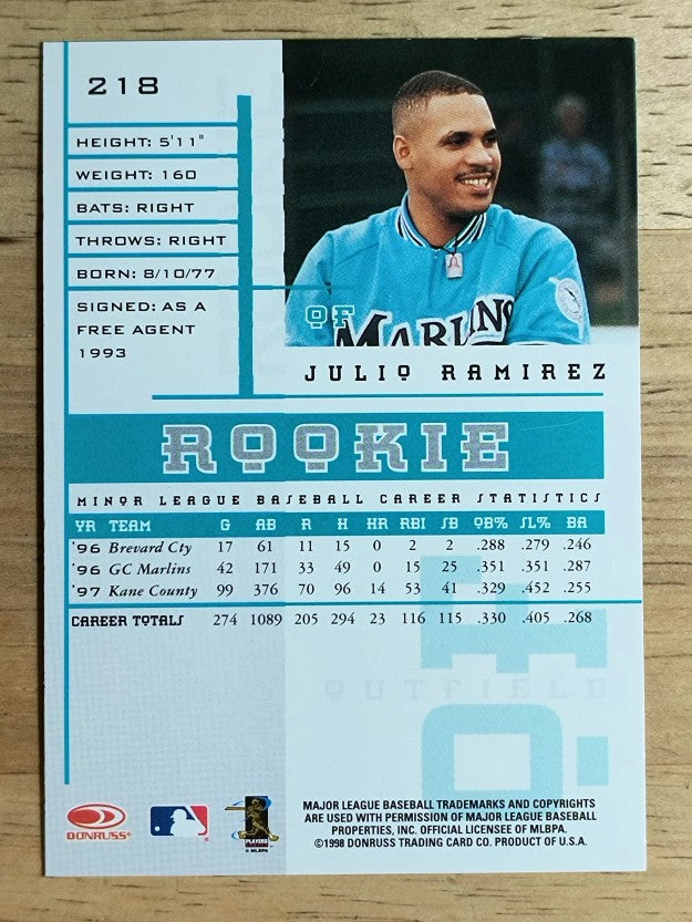 1998 Leaf Rookies and Stars #218 Julio Ramirez SP RC