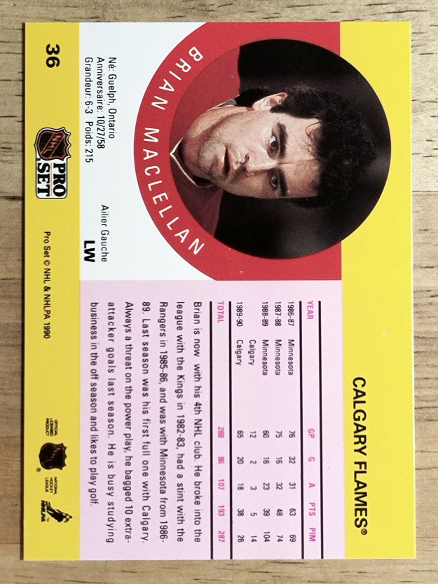 1990-91 Pro Set #36 Brian MacLellan