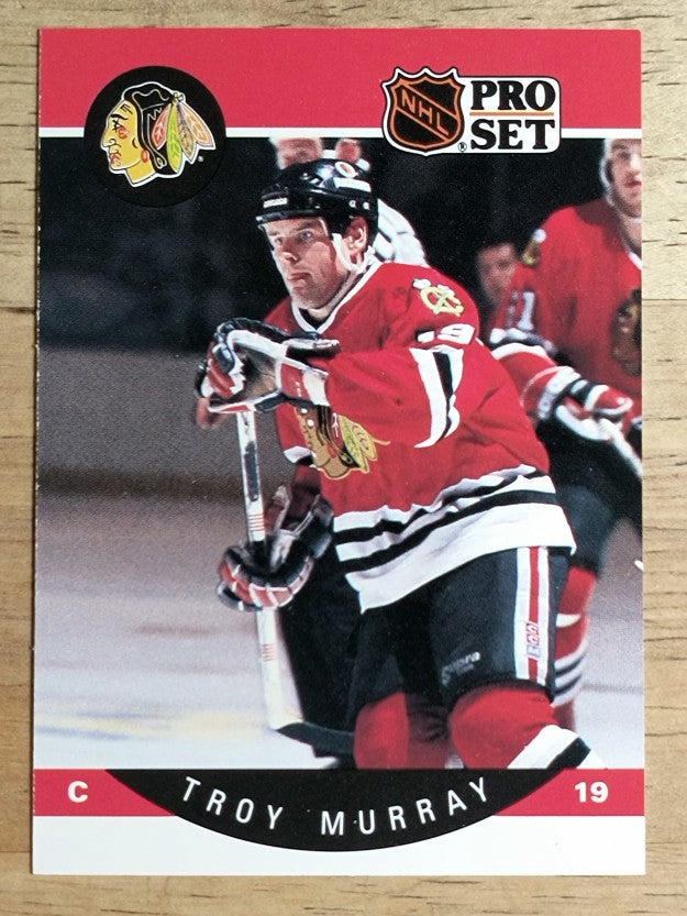 1990-91 Pro Set #57A Troy Murray/Position and sweater number are white