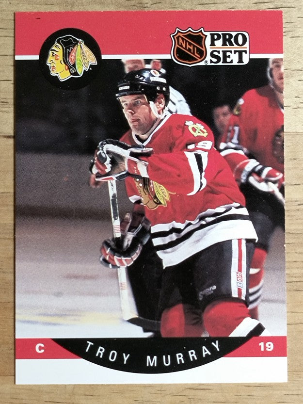 1990-91 Pro Set #57A Troy Murray/Position and sweater number are white