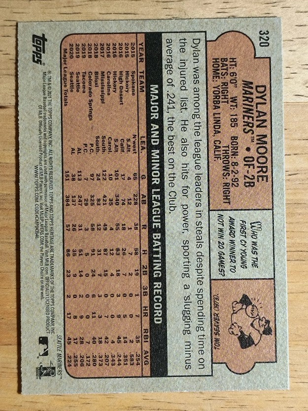 2021 Topps Heritage #320 Dylan Moore
