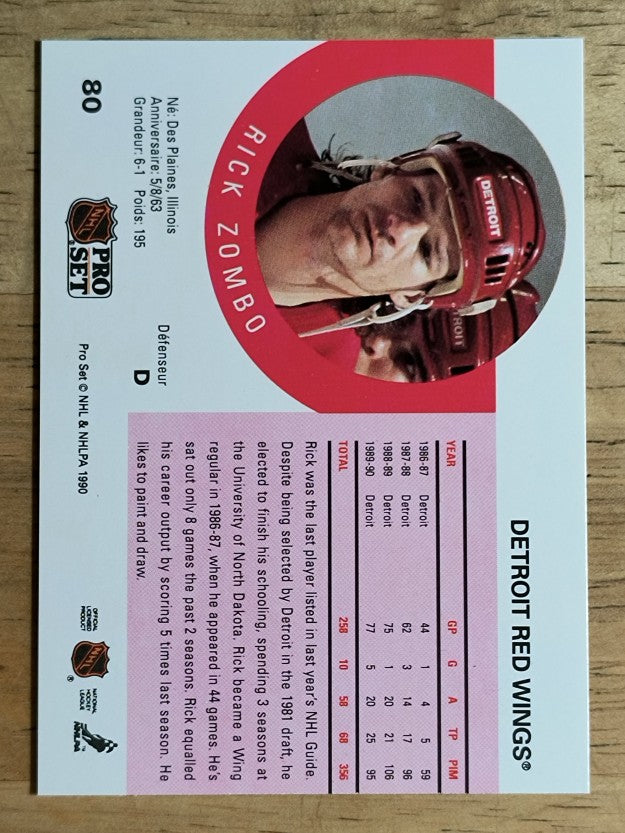 1990-91 Pro Set #80 Rick Zombo RC