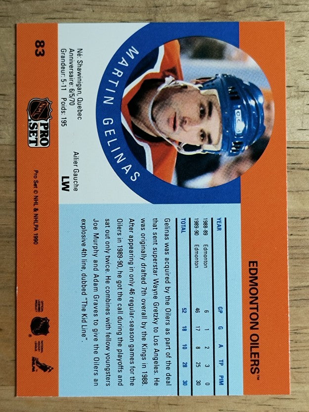 1990-91 Pro Set #83 Martin Gelinas RC