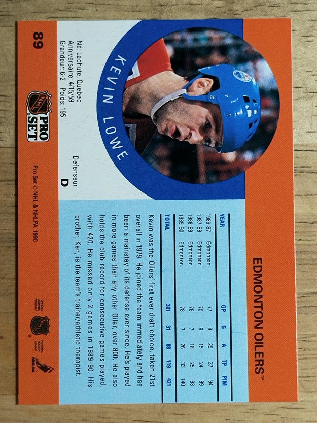 1990-91 Pro Set #89 Kevin Lowe