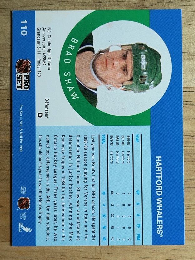1990-91 Pro Set #110 Brad Shaw RC