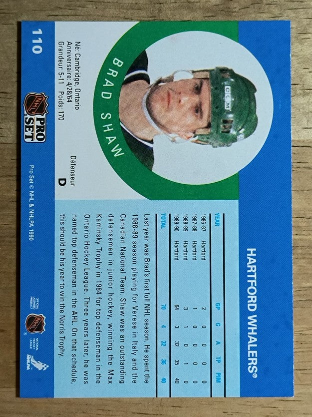 1990-91 Pro Set #110 Brad Shaw RC